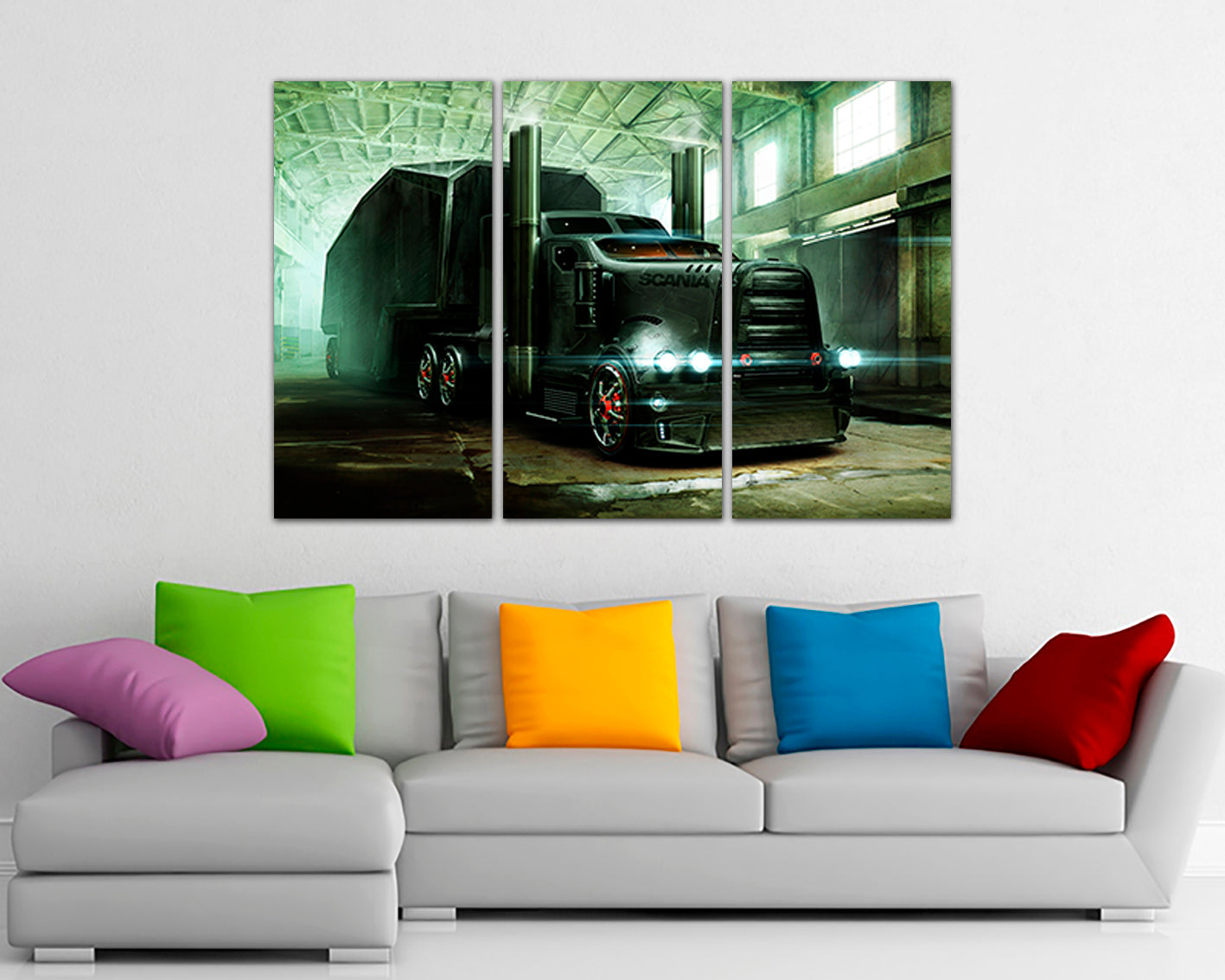 Truck wall print Car engine Semi truck Mechanism decor Muscle car art Engine canvas set