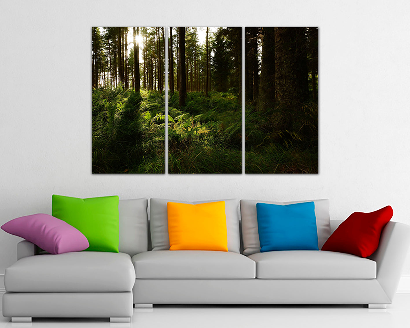 Forest canvas Trees wall print Nature art Fern leaf artwork