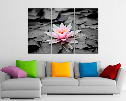 Lotus canvas Flower wall art Waterlily art Colorful photo Pink decor