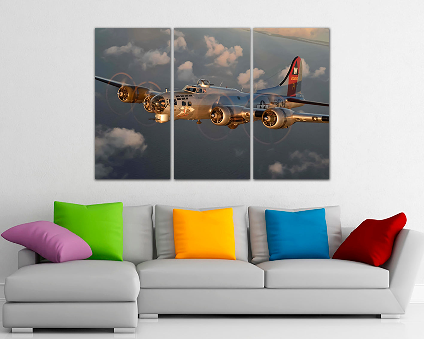 Boeing B-17 Bomber Aviation décor Aircraft canvas Plane wall art Army mechanism Military aircraft Retro wwii