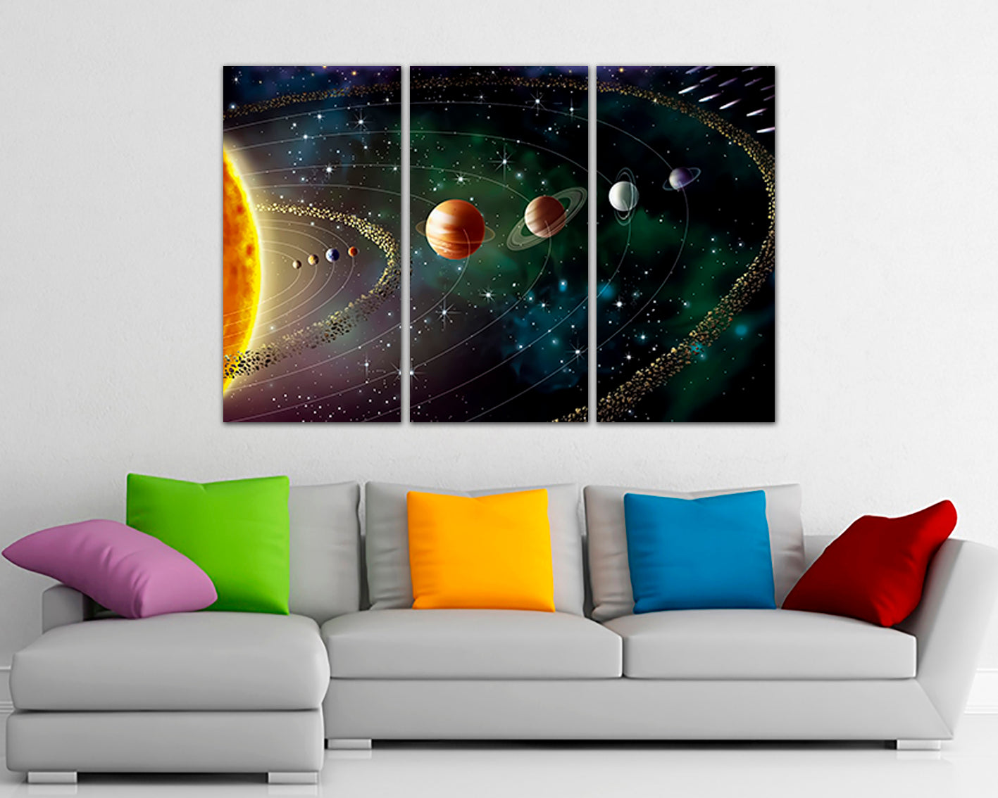 Wall art canvas Solar system Universe Space decor Planets print Diagram planets