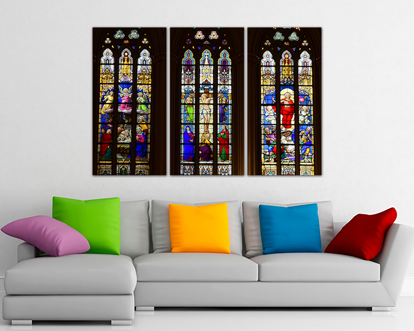 Chartres Religious print Cathedral canvas Stained glass art works Vitraux Jesus shepherd Glass decor Cologne cathedral France print