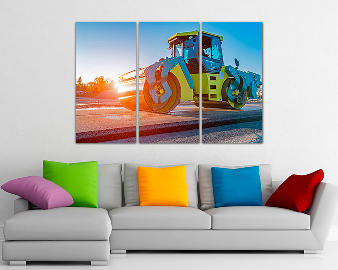 Road roller decor Truck kids canvas Machine print Mechanism prints rady to hang