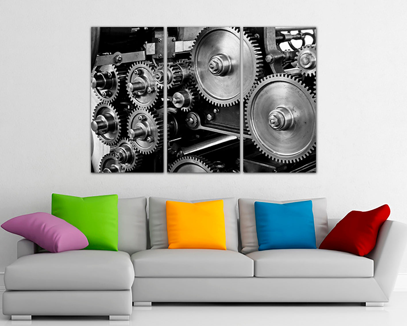 Gear print Engine canvas Mechanism decor Mechanical gear cogs