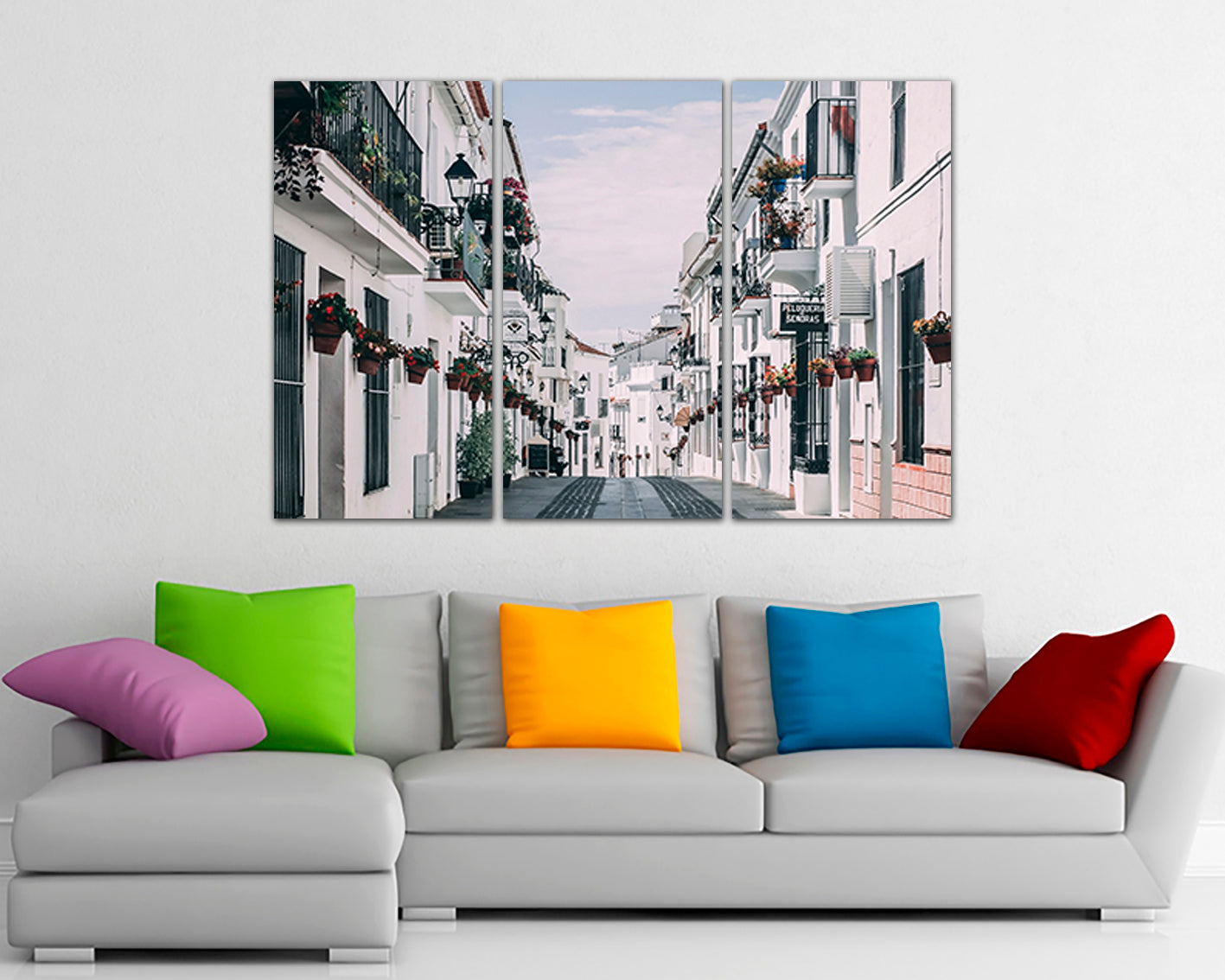 Wall panel canvas Costa del sol Andalusia Spain décor City street Spain wall art Travel print