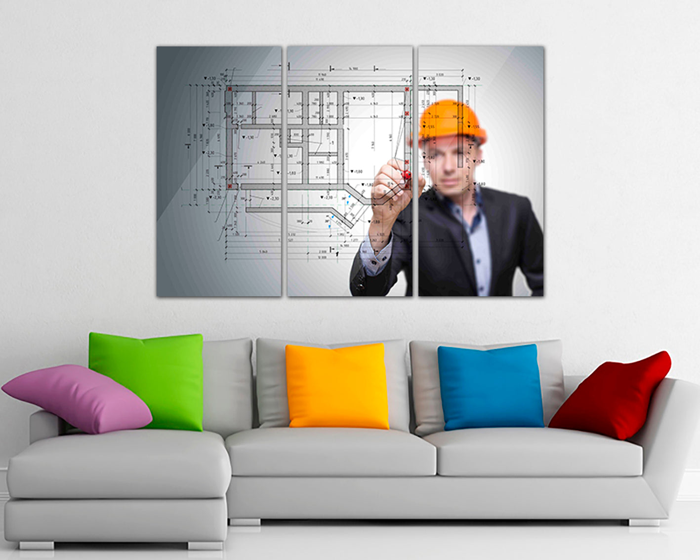 Construction drawing Engine canvas Engineering décor Designing art works