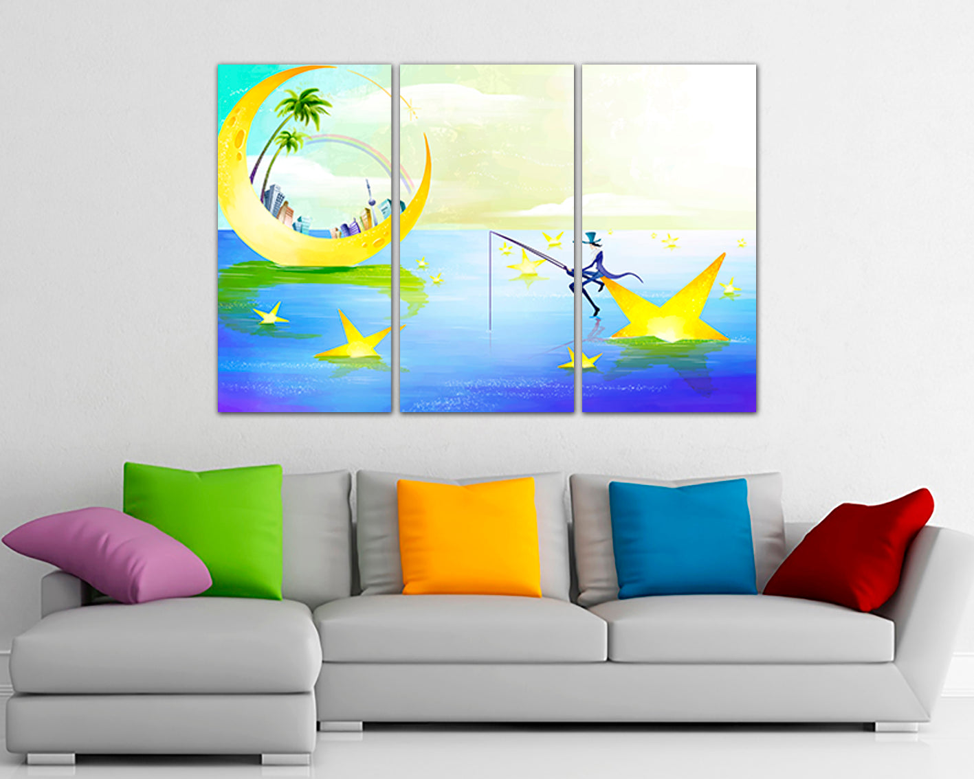 Magician canvas set Star tale print Kids fairy art Nursery decor Girl artwork Baby girl gift