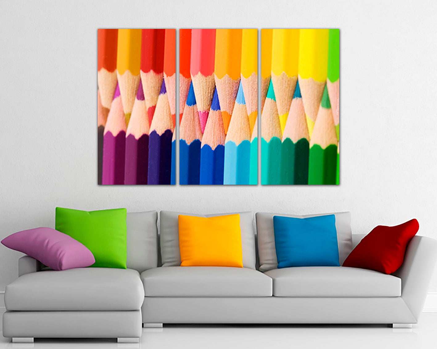 Color pencil canvas Rainbow decor Сolorful wall art Kids gift