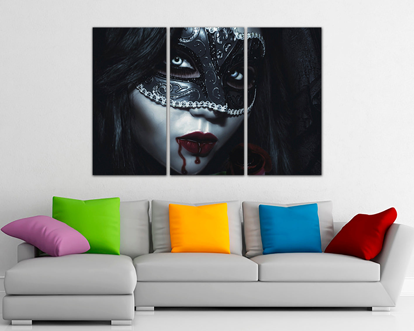 Vampire art works canvas Gothic decor Red lips print Magic mystic artwork