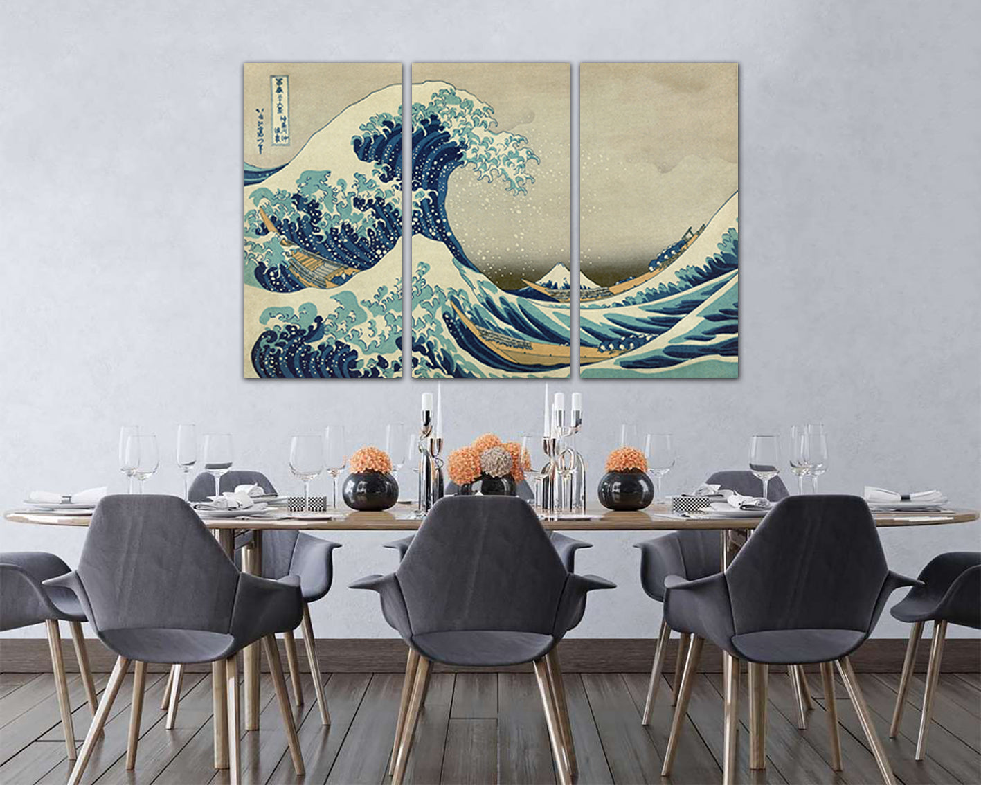 The great wave Kanagawa canvas Decorative art works Japanese wave Reproduction decor Hokusai print