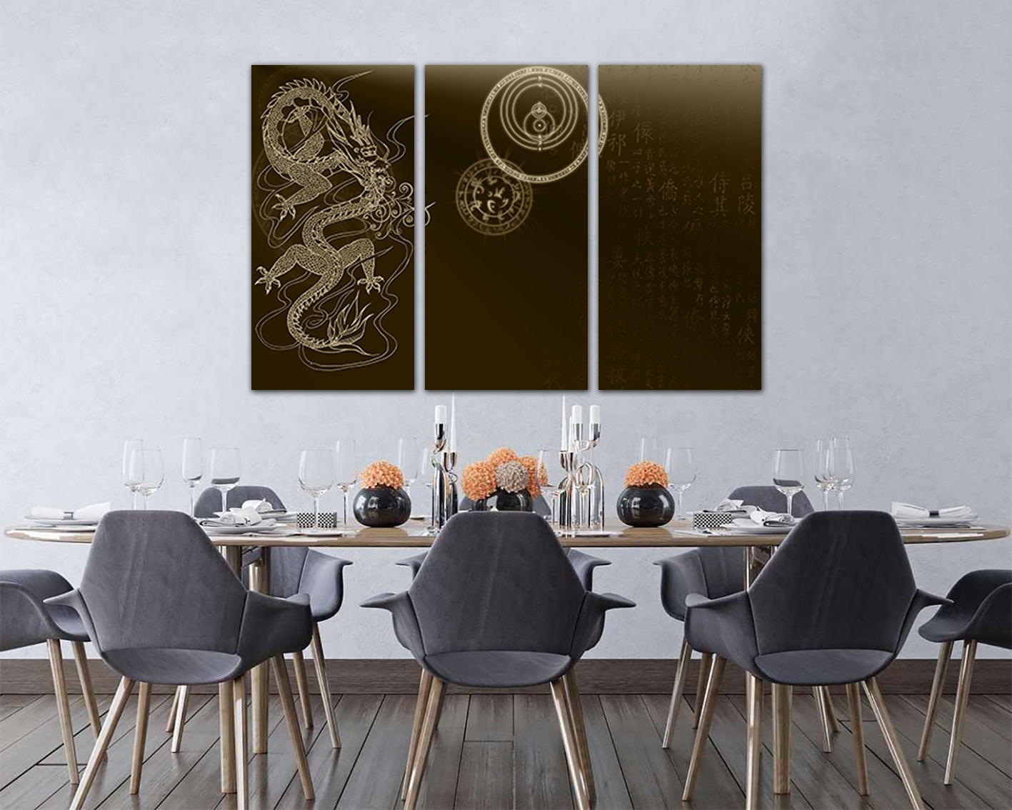 Japan dragon canvas Japanese character Asian art works Chinese style décor