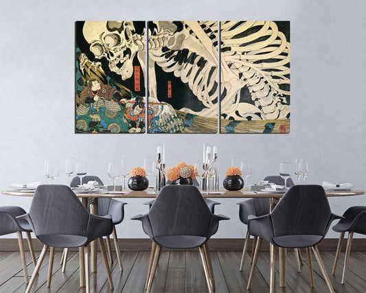 Skeleton canvas Samurai wall decor Japanese style art works Skeleton gift