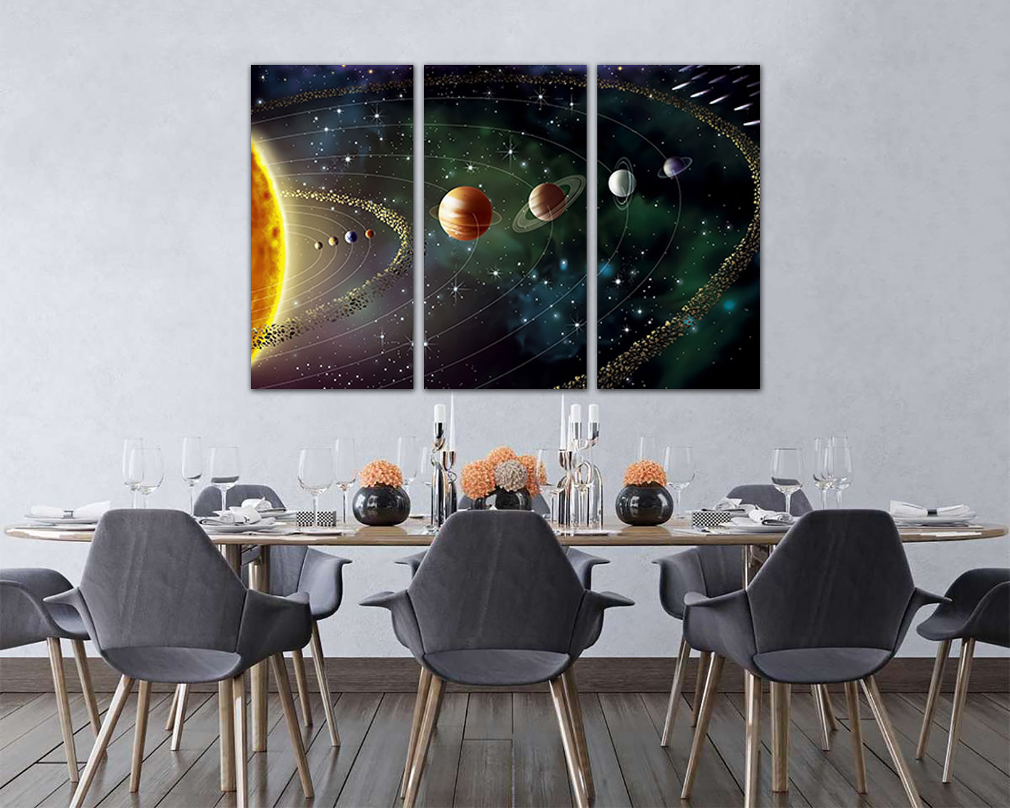 Wall art canvas Solar system Universe Space decor Planets print Diagram planets