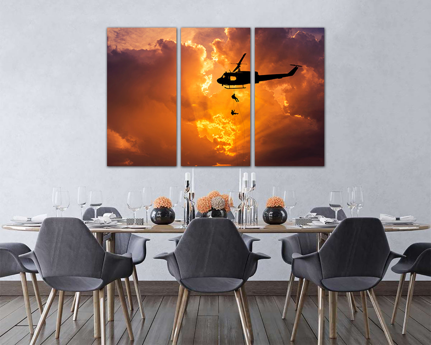 Helicopter canvas Army print Mechanism decor Aircraft gift boy room aviation
