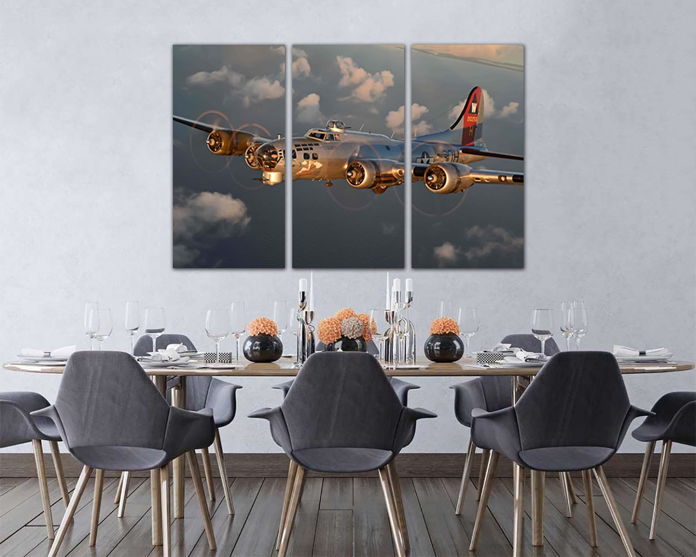 Boeing B-17 Bomber Aviation décor Aircraft canvas Plane wall art Army mechanism Military aircraft Retro wwii