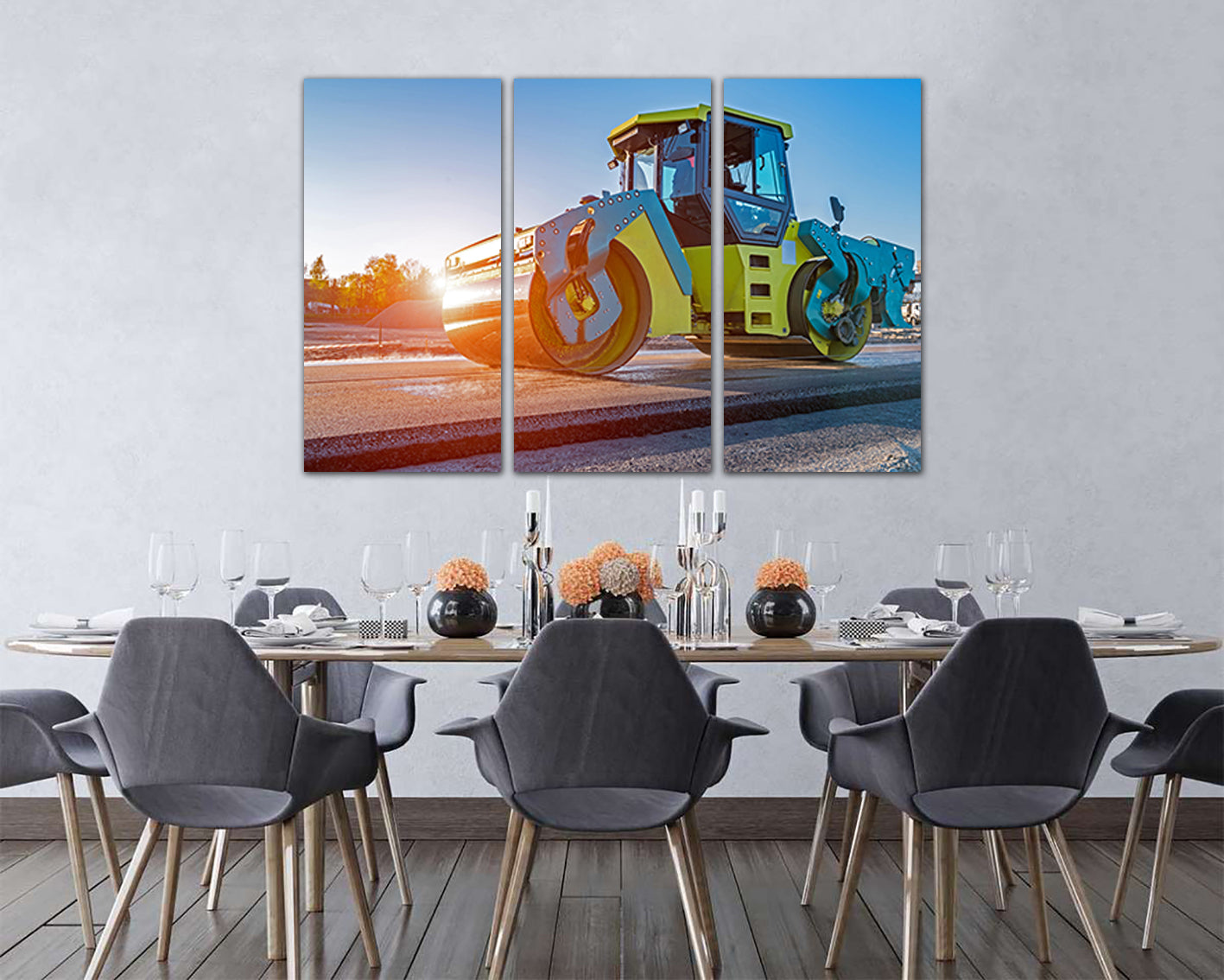 Road roller decor Truck kids canvas Machine print Mechanism prints rady to hang