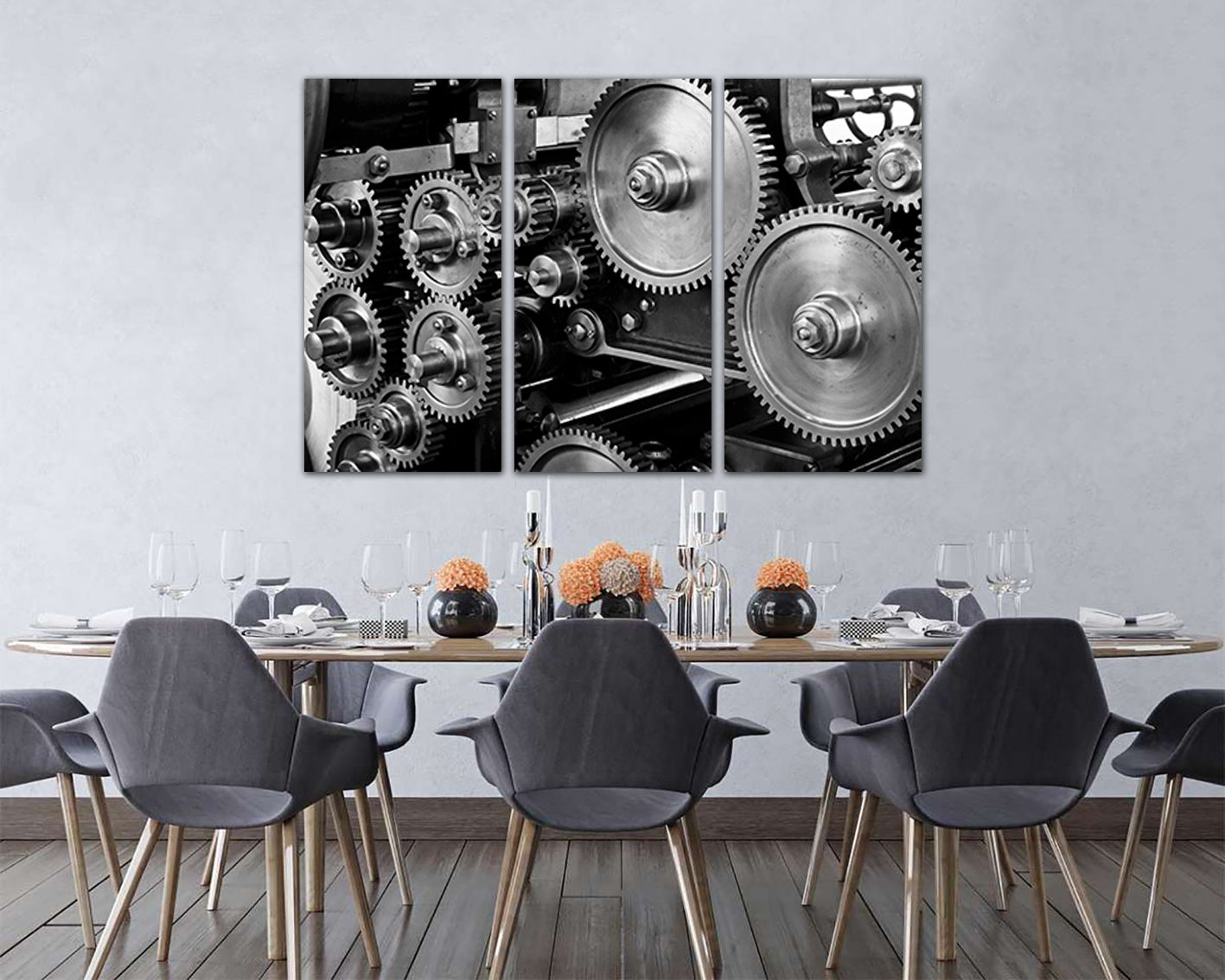 Gear print Engine canvas Mechanism decor Mechanical gear cogs