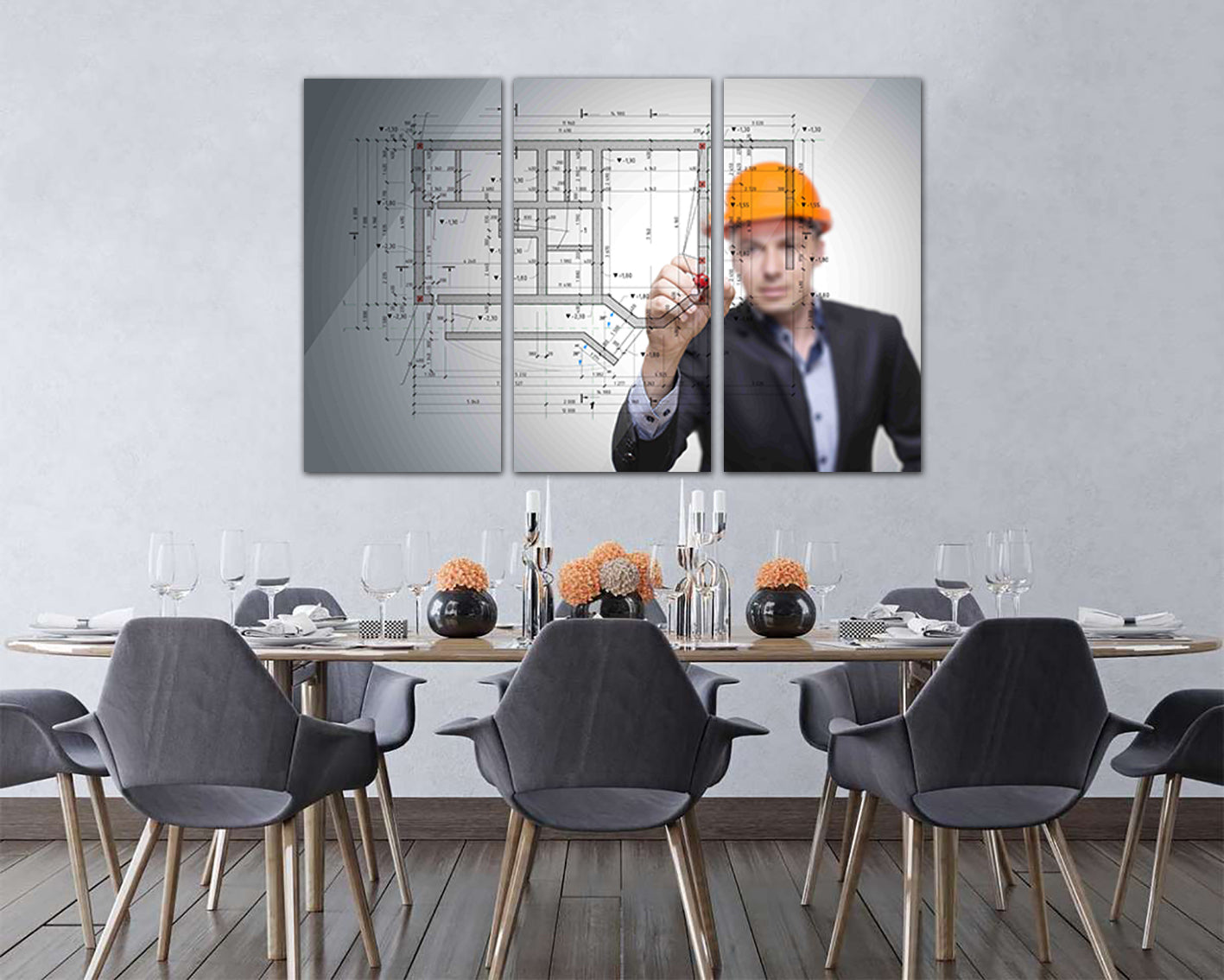 Construction drawing Engine canvas Engineering décor Designing art works