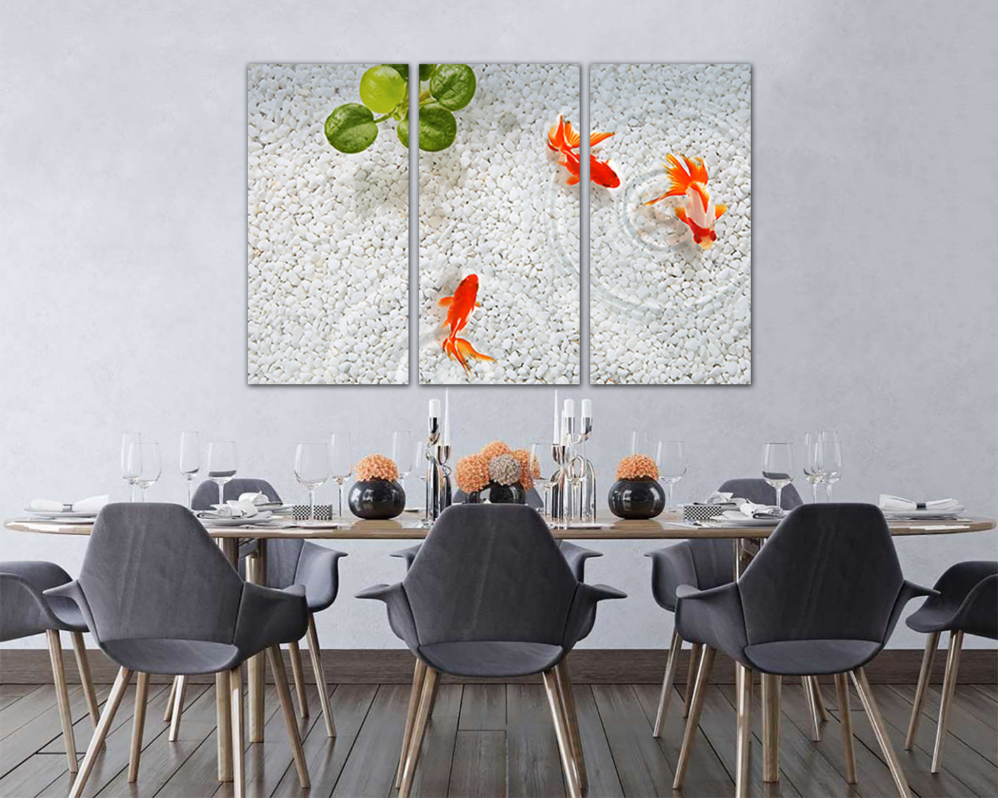 Zen fish Large canvas set Fish print Zen decor Yoga art prints Meditation wall art White stones art Koi fish Japanese offers gift Water decor