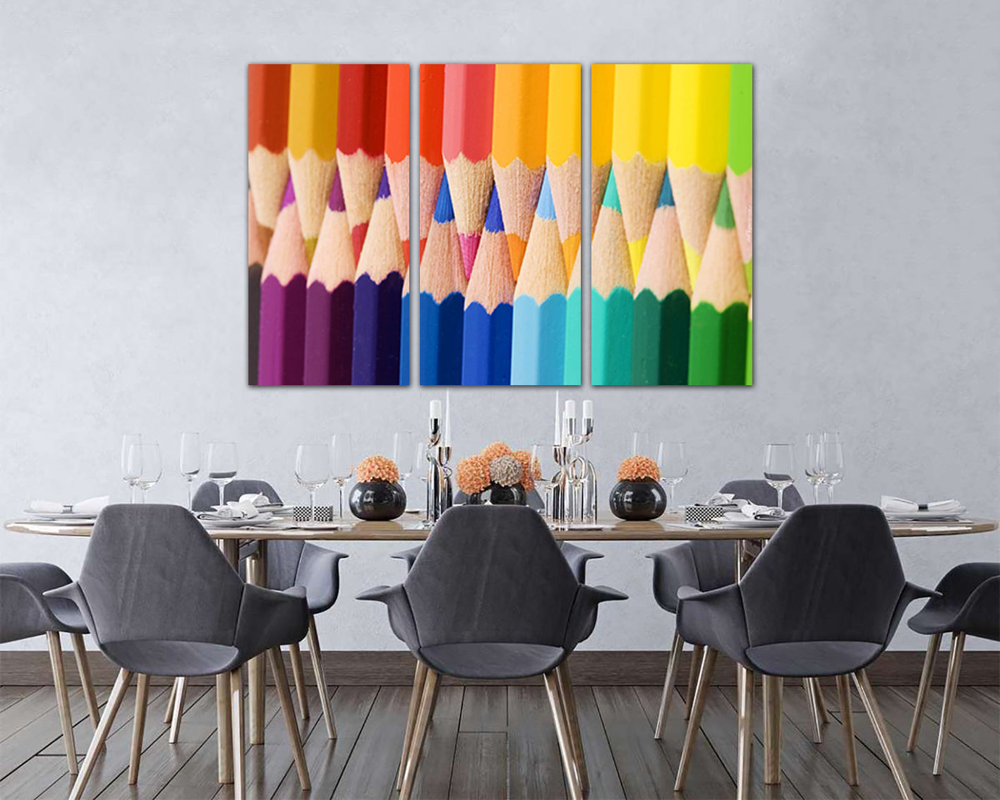 Color pencil canvas Rainbow decor Сolorful wall art Kids gift