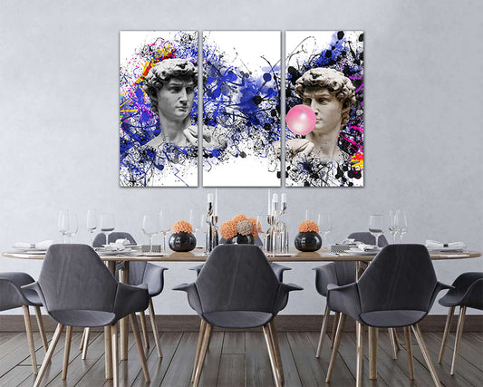Michelangelo canvas David gift art works Bubble gum decor Greek mythology paint splatter
