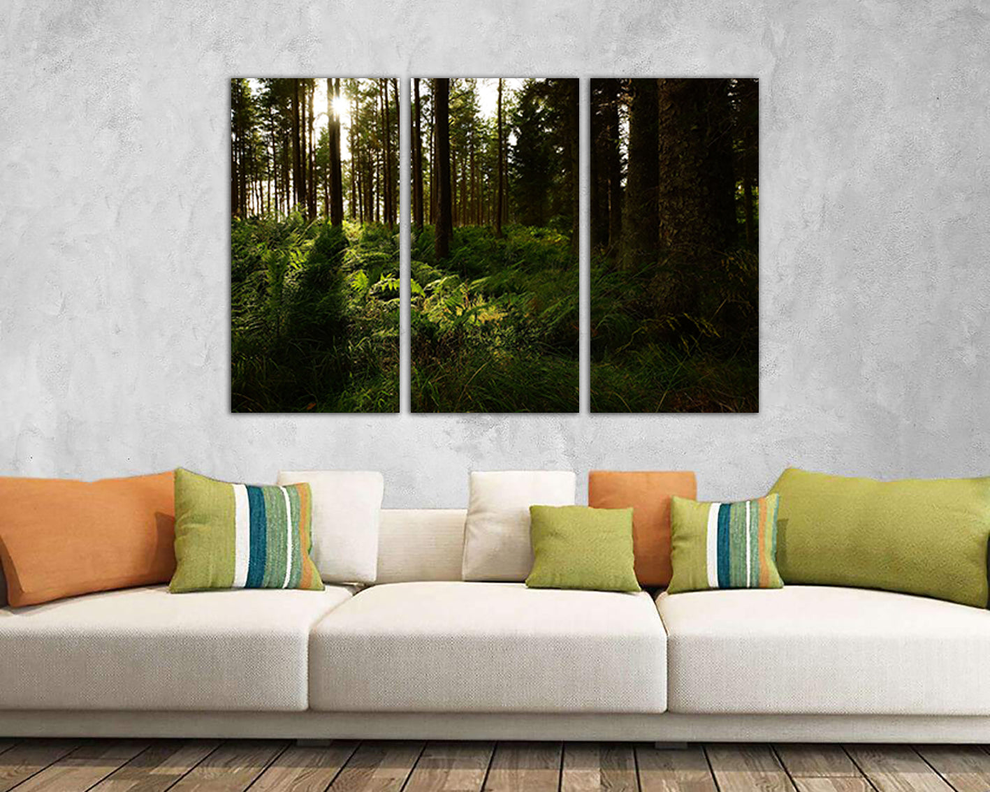 Forest canvas Trees wall print Nature art Fern leaf artwork