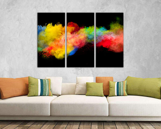 Abstract print on canvas rainbow abstraction from paints