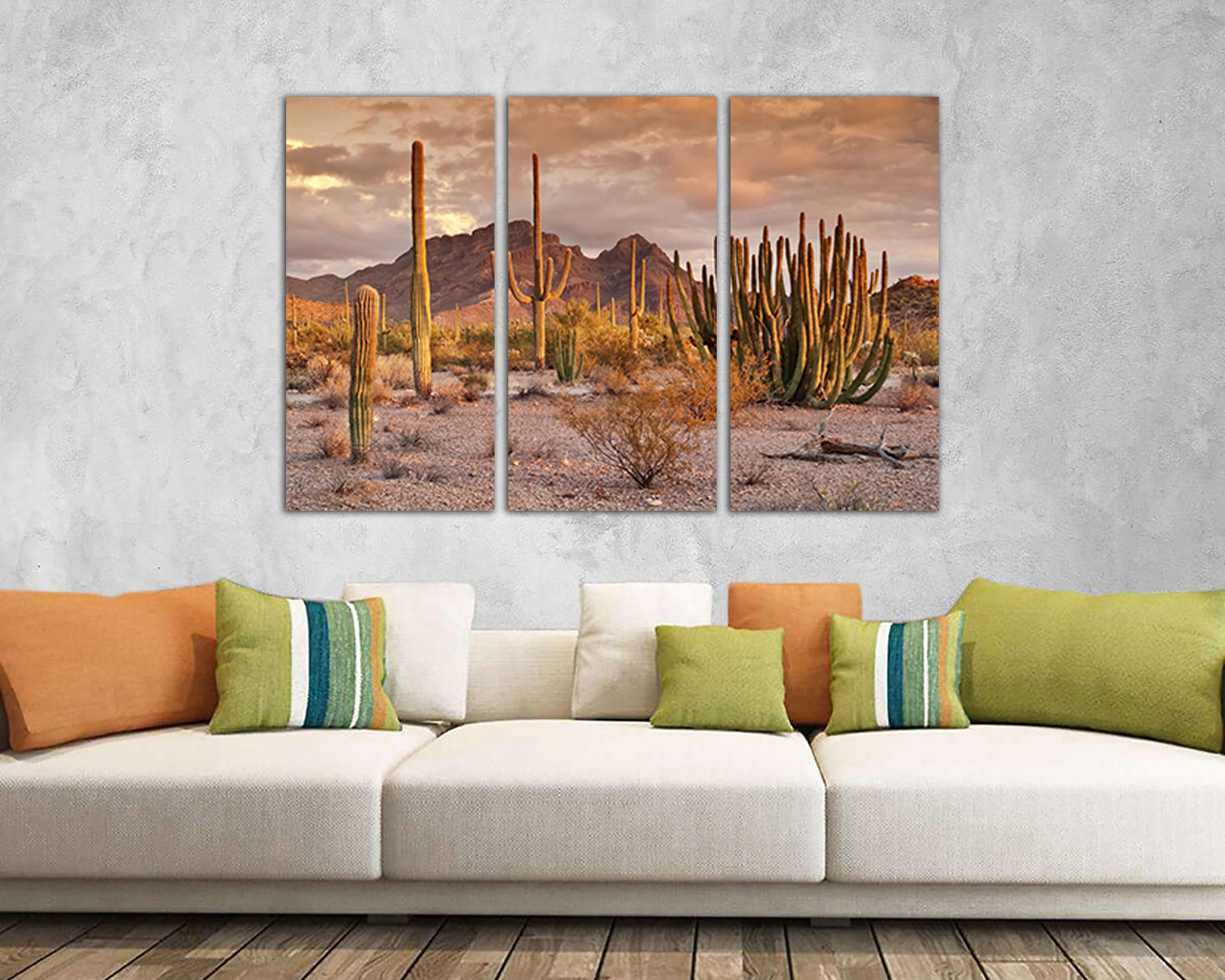 Cactus canvas set Nature print Landscape decor Mountain wall art Desert Succulent artwork