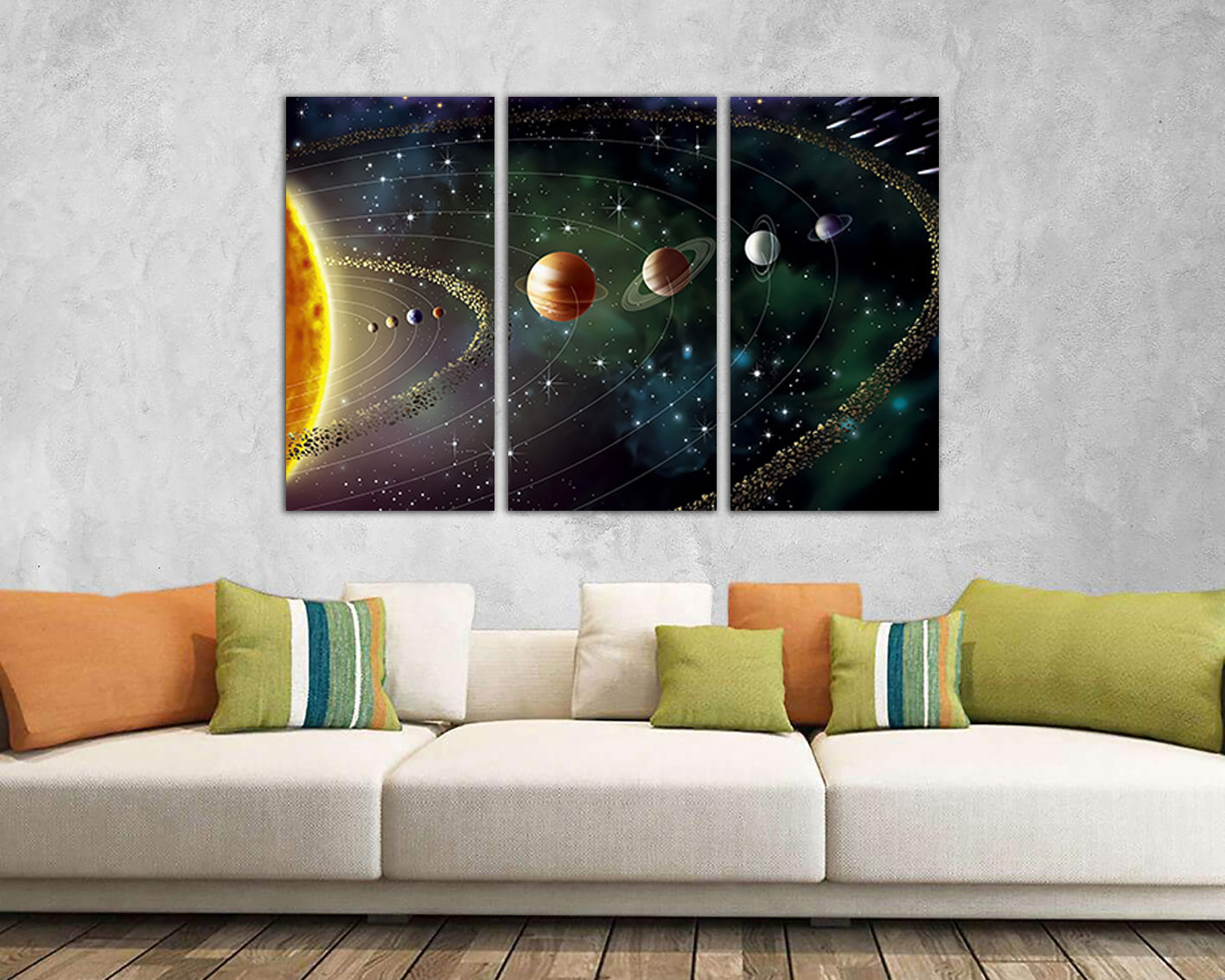 Wall art canvas Solar system Universe Space decor Planets print Diagram planets