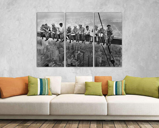 Lunch on beam skyline New York canvas Skyscraper wall art Workmen art works