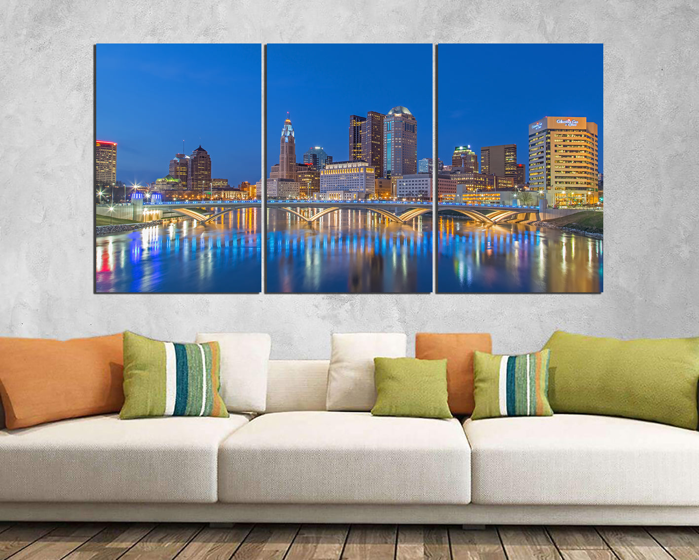Wall art canvas Columbus Ohio city skyscraper travel ready to hang