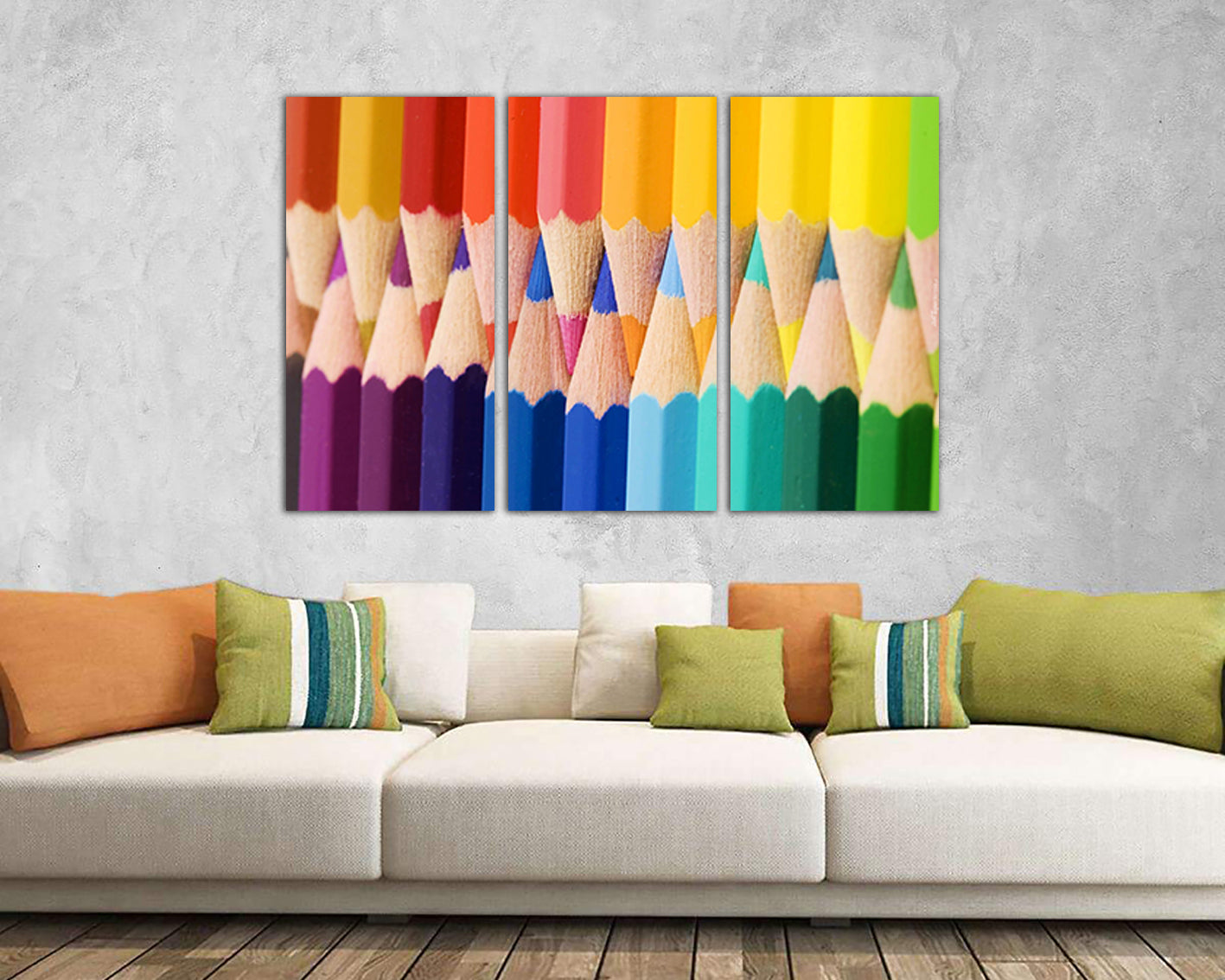 Color pencil canvas Rainbow decor Сolorful wall art Kids gift