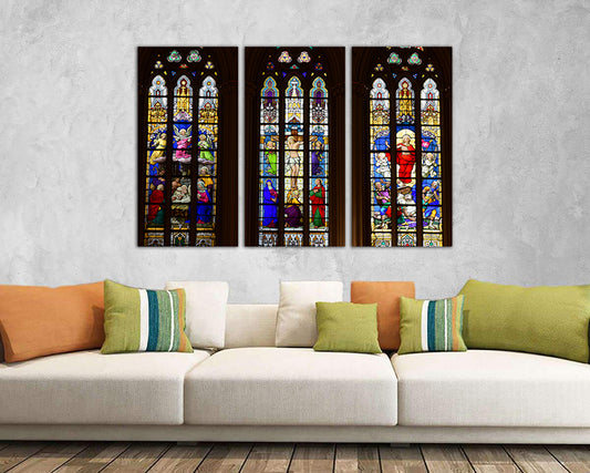 Chartres Religious print Cathedral canvas Stained glass art works Vitraux Jesus shepherd Glass decor Cologne cathedral France print
