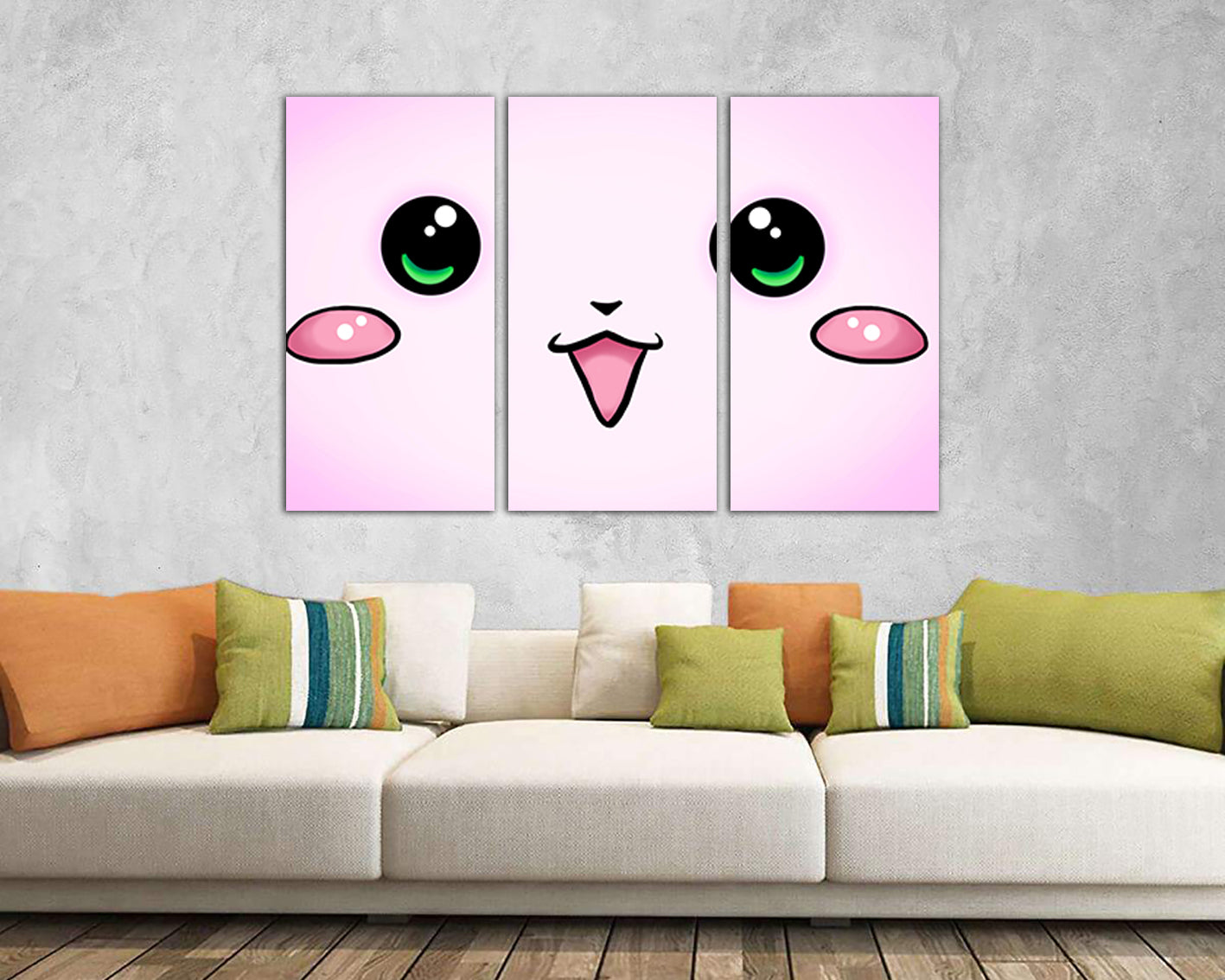 Smile print Smiling face canvas Happy face Nursery decor Kids wall art