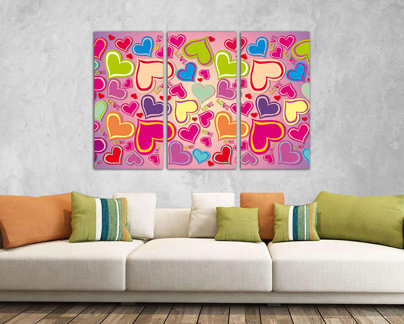 Love heart print on canvas Romantic décor art works