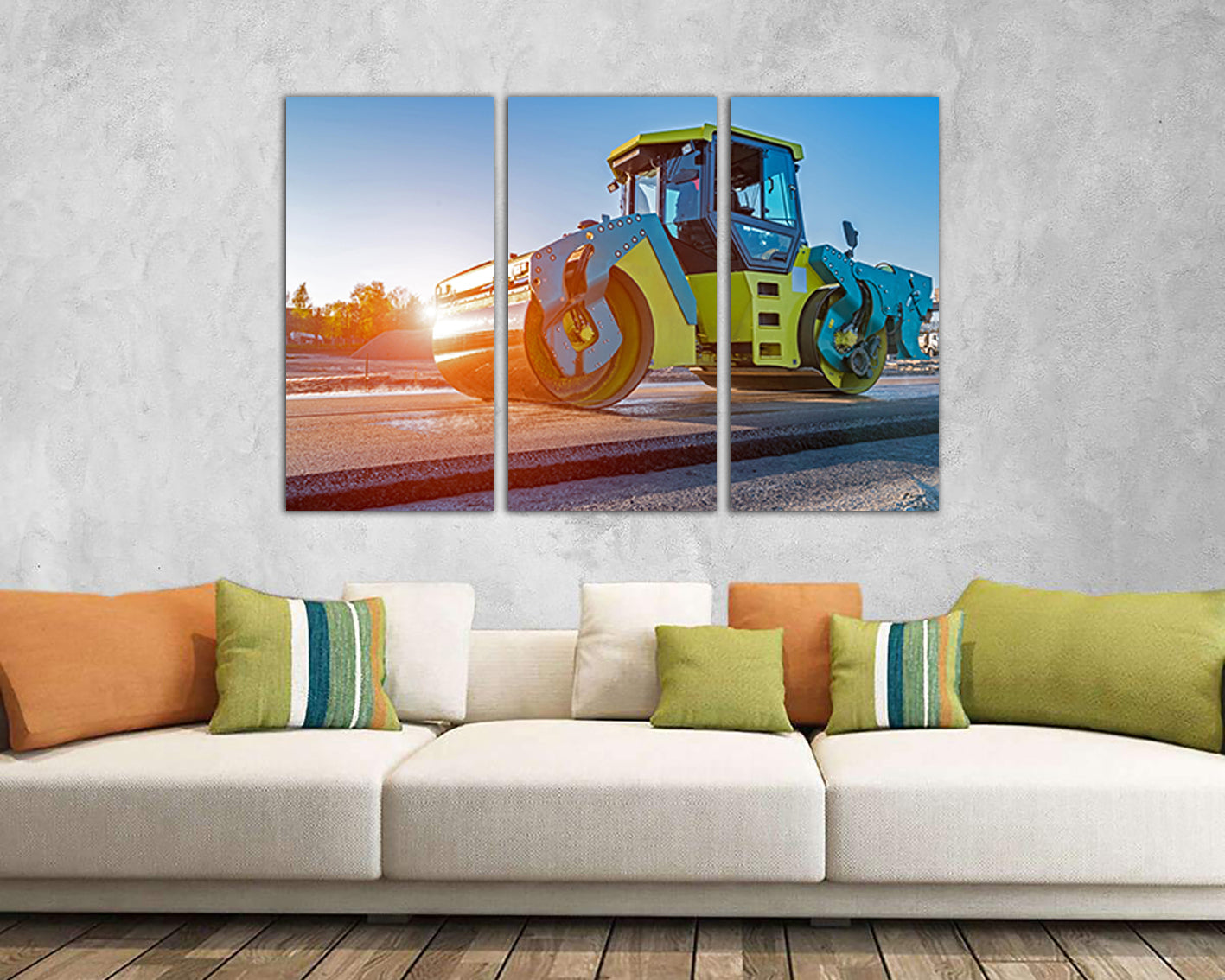 Road roller decor Truck kids canvas Machine print Mechanism prints rady to hang