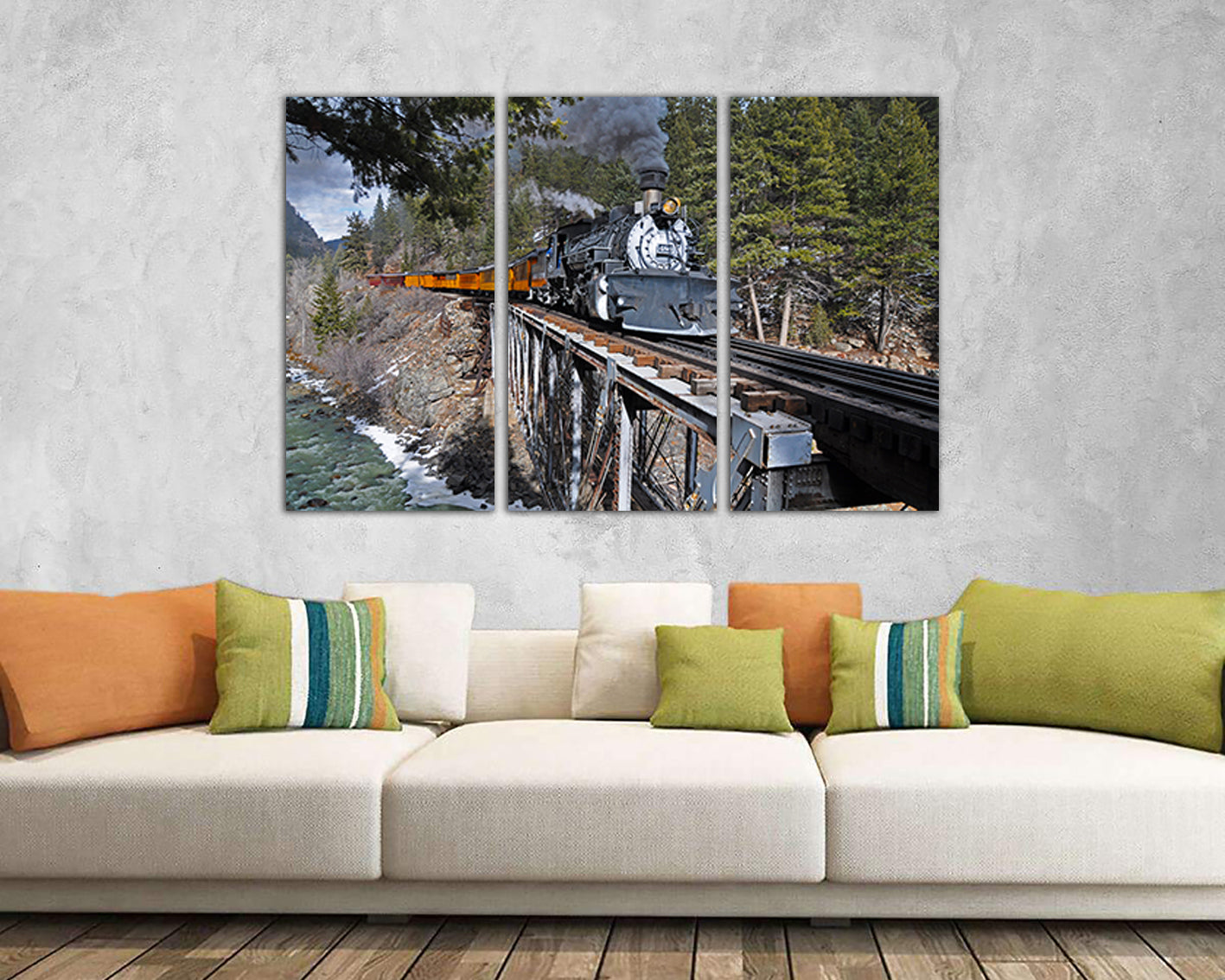 Wall art canvas Durango train Steam engine Mechanism decor Engine photo