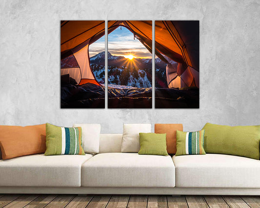 Camping canvas Mountains home art Sunrise print Landscape décor art works