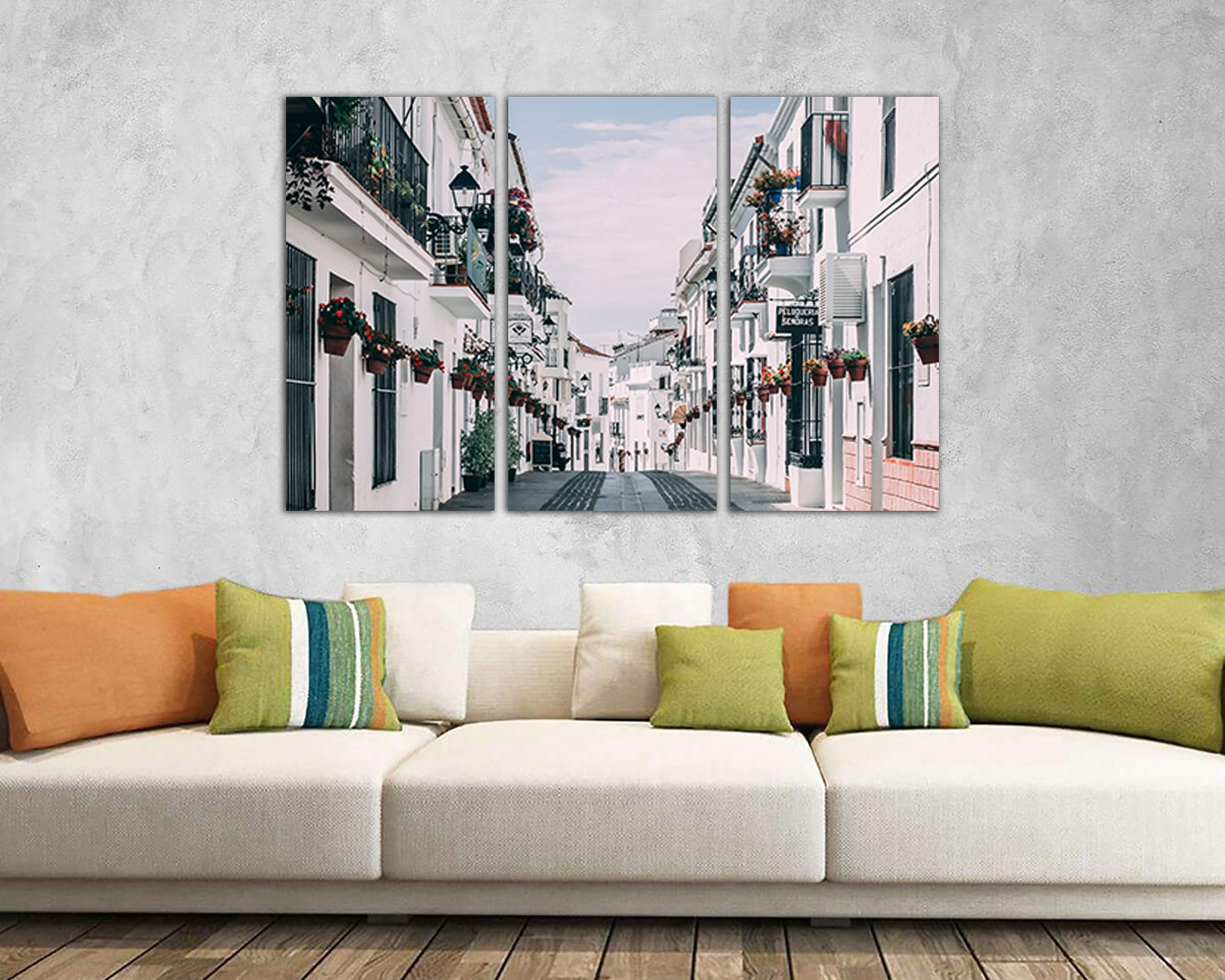 Wall panel canvas Costa del sol Andalusia Spain décor City street Spain wall art Travel print