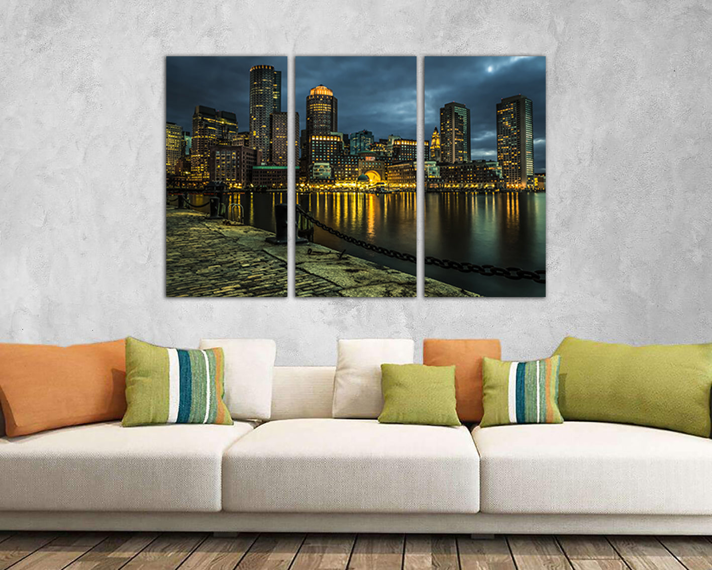 Boston city skyline print on canvas travel decor