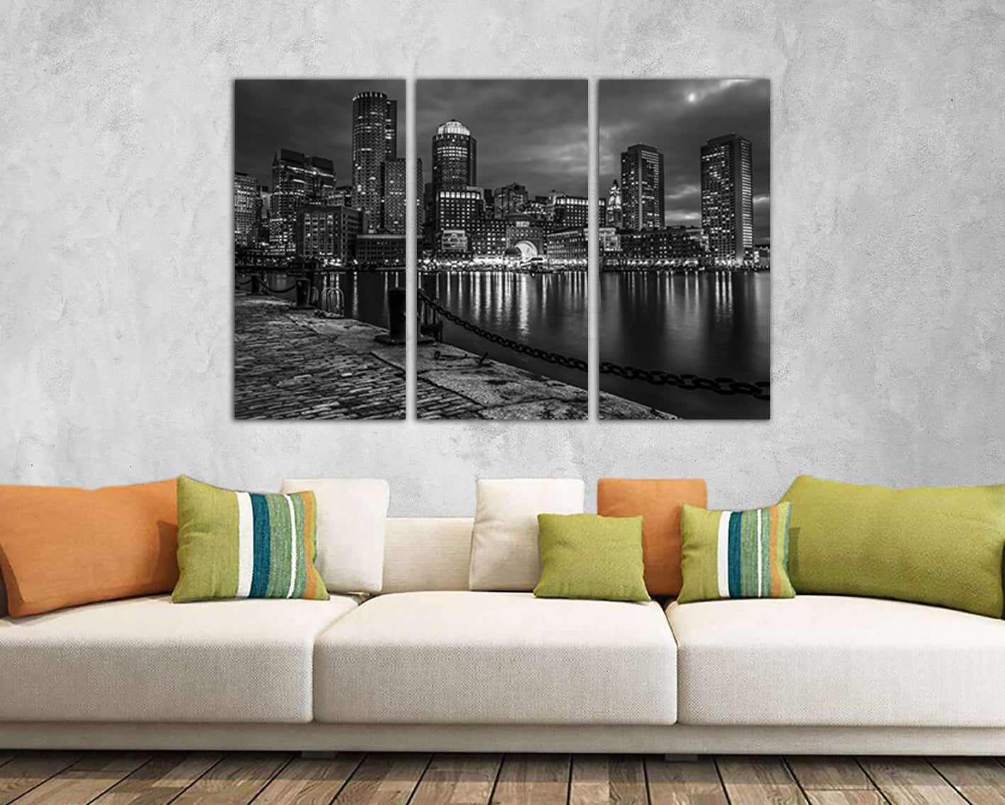 Boston city skyline print on canvas travel decor