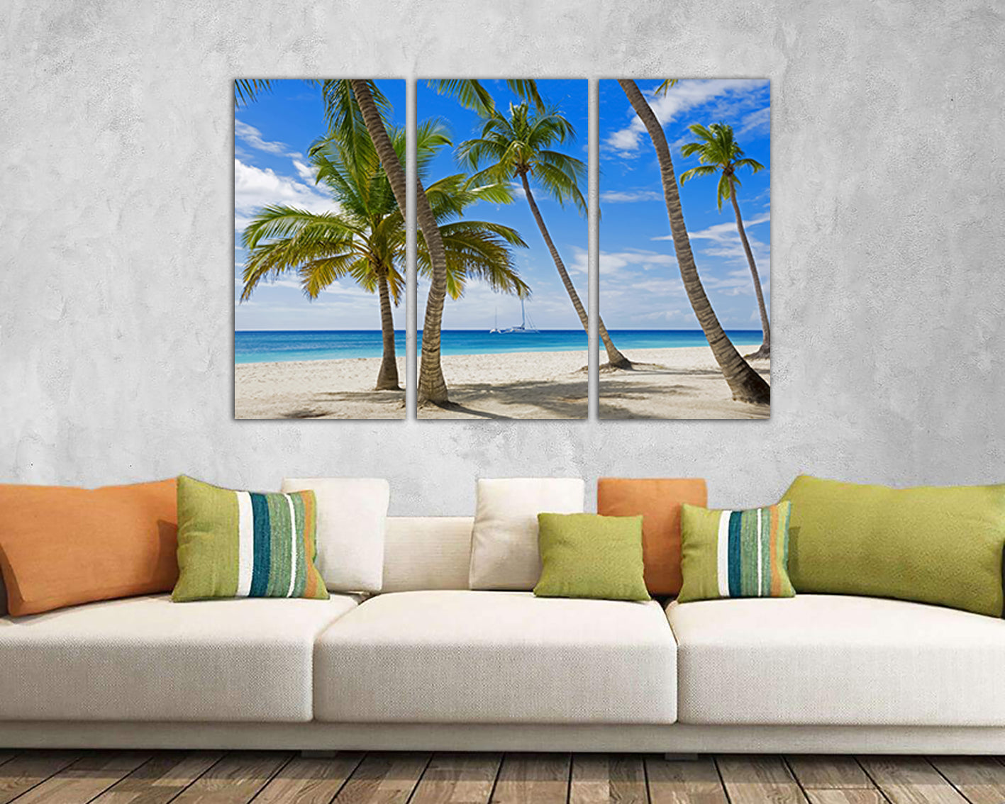 Jamaica beach canvas Palm tree décor Landscape art Nature Tropical wall print