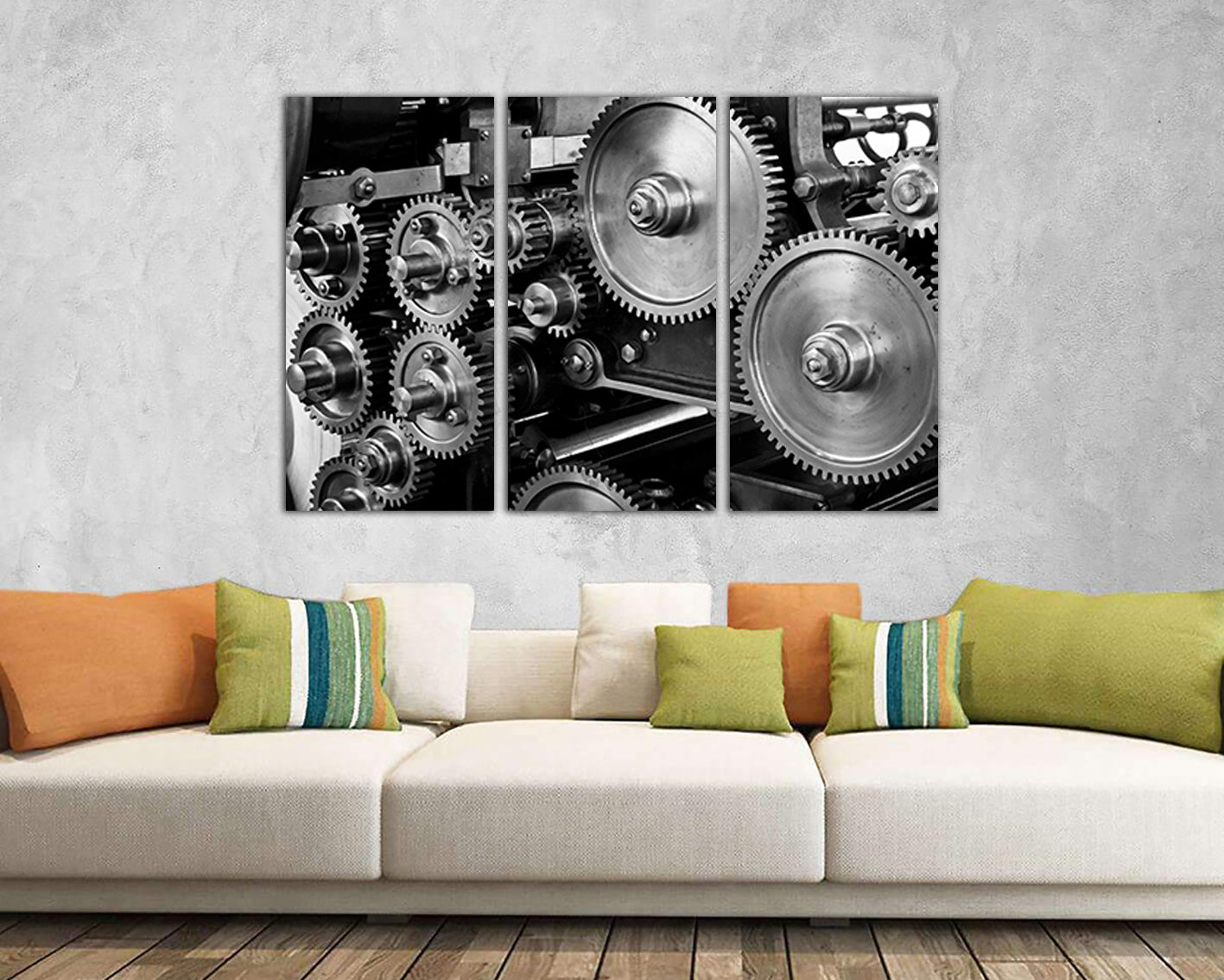 Gear print Engine canvas Mechanism decor Mechanical gear cogs