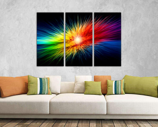 Abstract canvas Rainbow decor Explosion color Abstraction print Paint blast Colorful gift