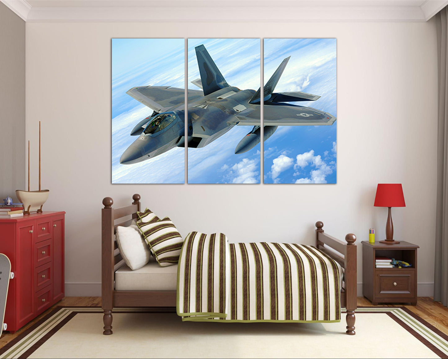 F22 raptor Plane canvas Fighter squadron Aircraft art prints Military aviation Gift plane mechanism