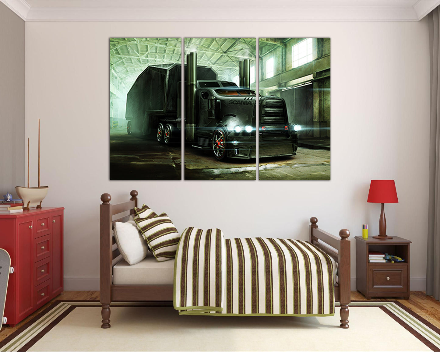 Truck wall print Car engine Semi truck Mechanism decor Muscle car art Engine canvas set
