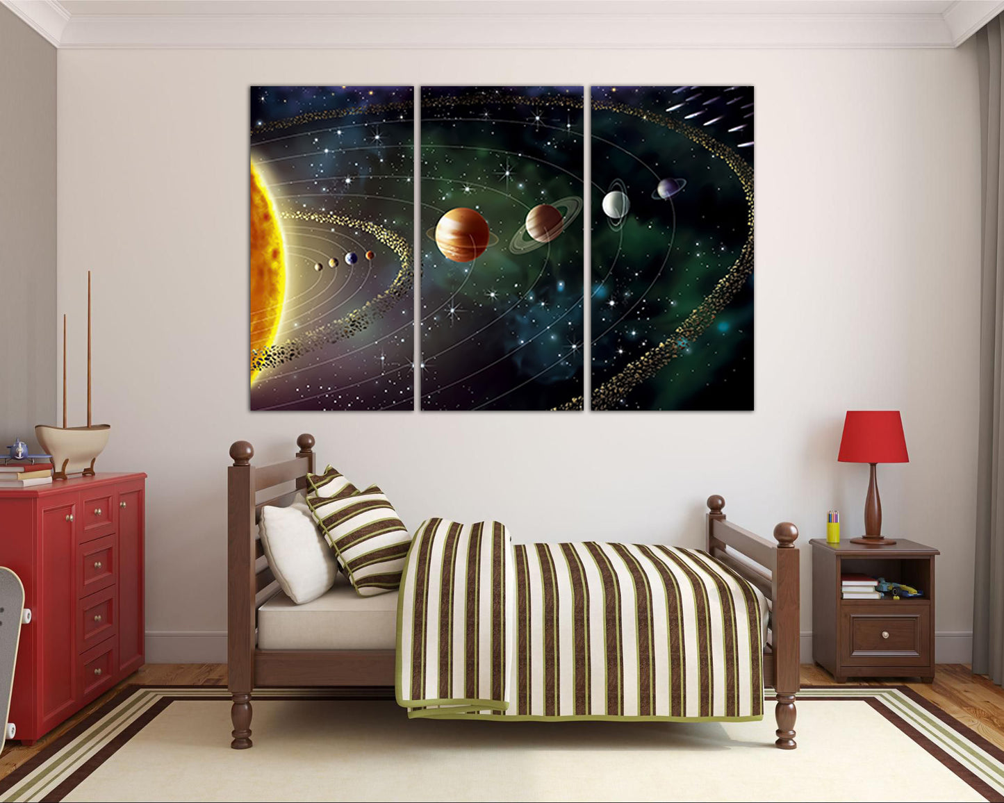 Wall art canvas Solar system Universe Space decor Planets print Diagram planets