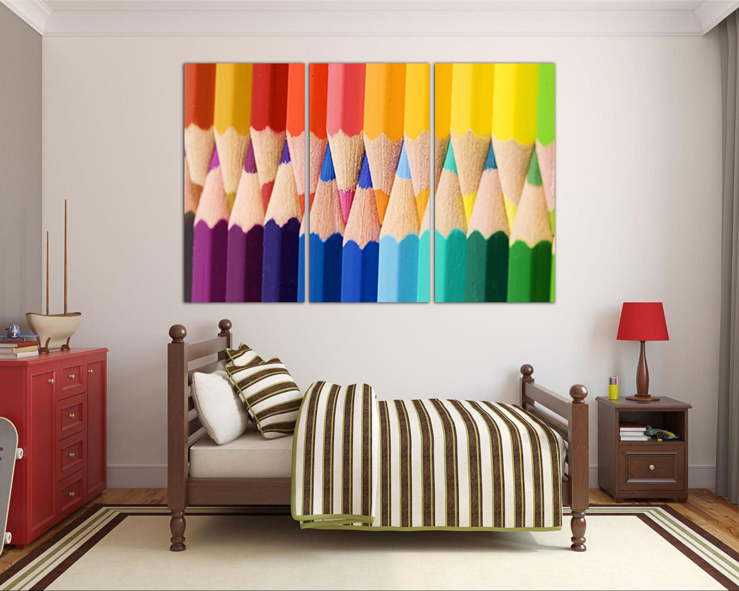 Color pencil canvas Rainbow decor Сolorful wall art Kids gift