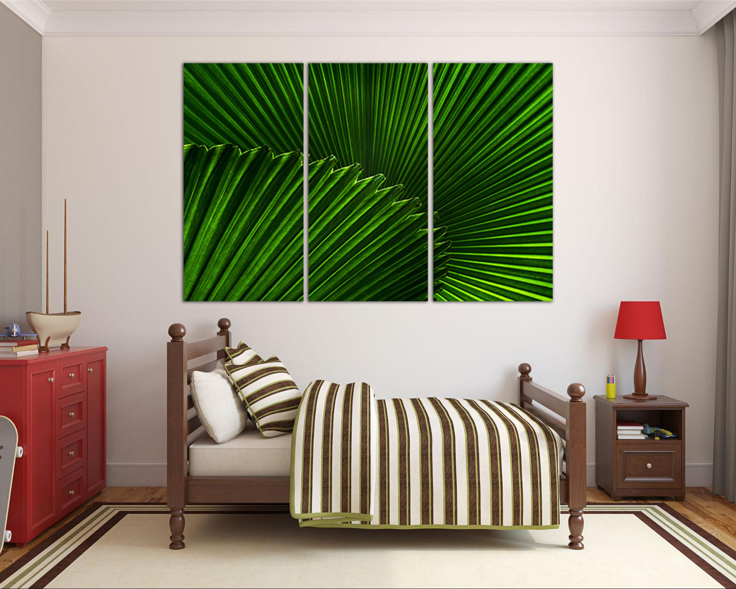 Palm leaf print on canvas Leaves décor Landscape art Nature Tropical artwork Macro Botanical photo