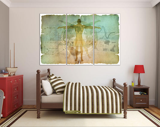 Vitruvian man Leonardo da Vinci wall décor Anatomy print Human anatomy art works canvas